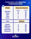 CALENDÁRIO SESSÕES ORDINÁRIAS 2026