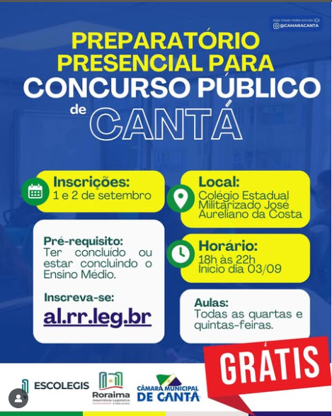 Curso Preparatório Gratuito para o Concurso da Câmara Municipal de Cantá