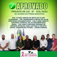 APROVAÇÃO DO PROJETO DE LEI Nº 015/2022